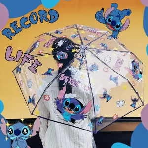 Anime disney ponto guarda-chuva bonito dos desenhos animados totalmente automático dobrável guarda-chuva moda na moda portátil triplo dobrável pára-sol presentes