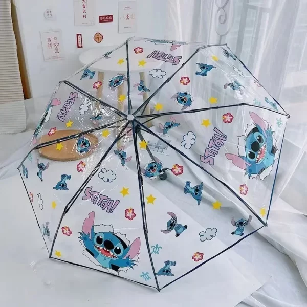 Anime disney ponto guarda-chuva bonito dos desenhos animados totalmente automático dobrável guarda-chuva moda na moda portátil triplo dobrável pára-sol presentes - Imagem 5