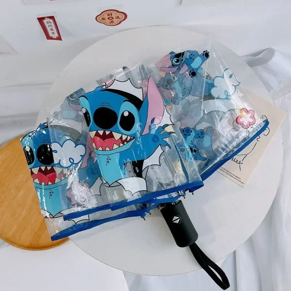 Anime disney ponto guarda-chuva bonito dos desenhos animados totalmente automático dobrável guarda-chuva moda na moda portátil triplo dobrável pára-sol presentes - Imagem 6