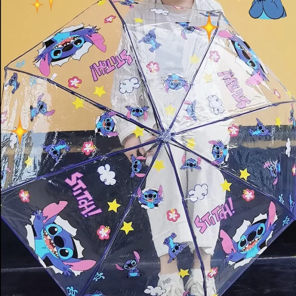 Anime disney ponto guarda-chuva bonito dos desenhos animados totalmente automático dobrável guarda-chuva moda na moda portátil triplo dobrável pára-sol presentes - Imagem 4